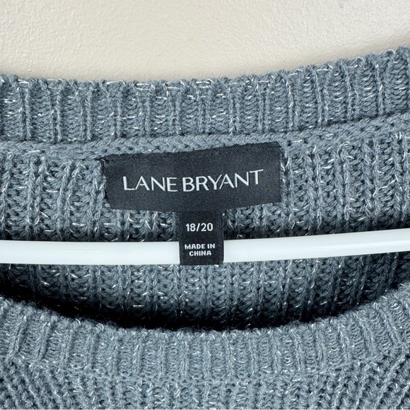 Lane Bryant Gray Metallic Sweater 18/20 Plus Size Beaded Sleeve Knit Pullover - Picture 7 of 13